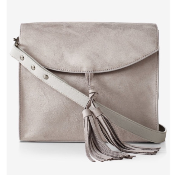 gray suede crossbody bag